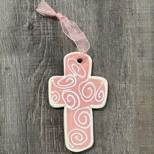 💞 New Pink & White Ceramic Cross